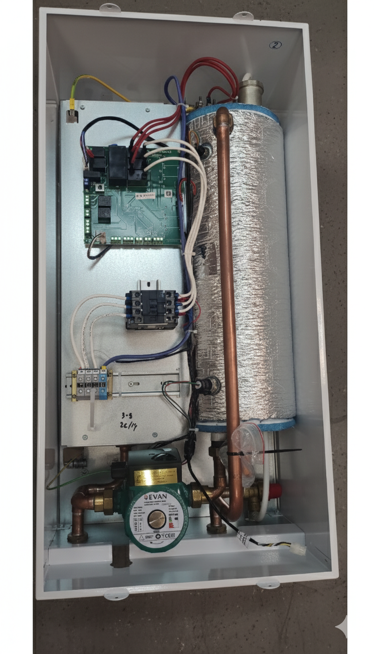 Мастер проверяет заземление на котле EVAN, который бьет током