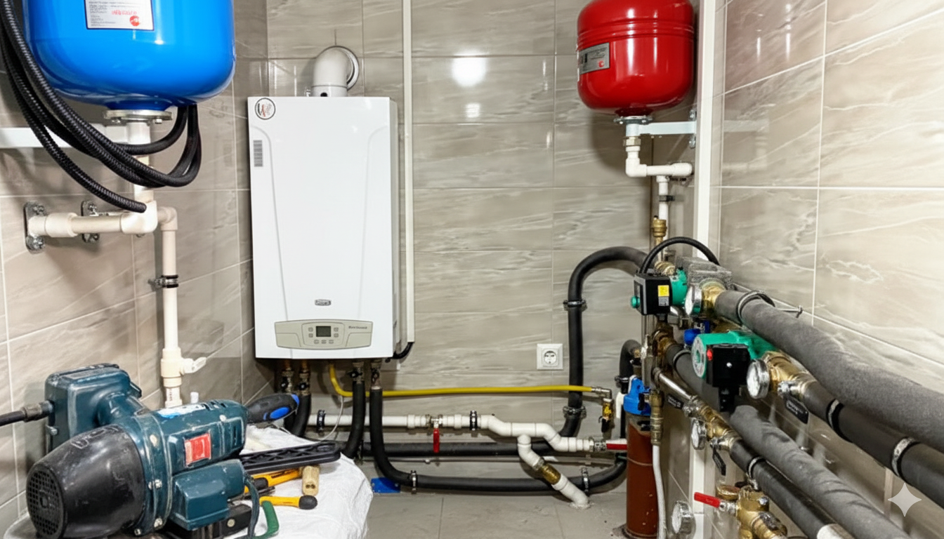 Обвязка котельной с котлом Baxi Slim