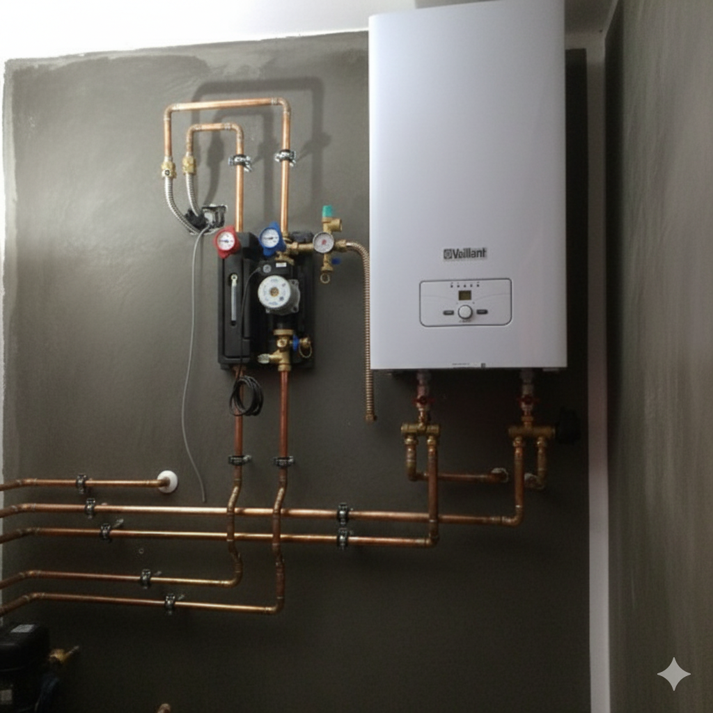 Мастер меняет силовой контактор на котле Vaillant eloBLOCK