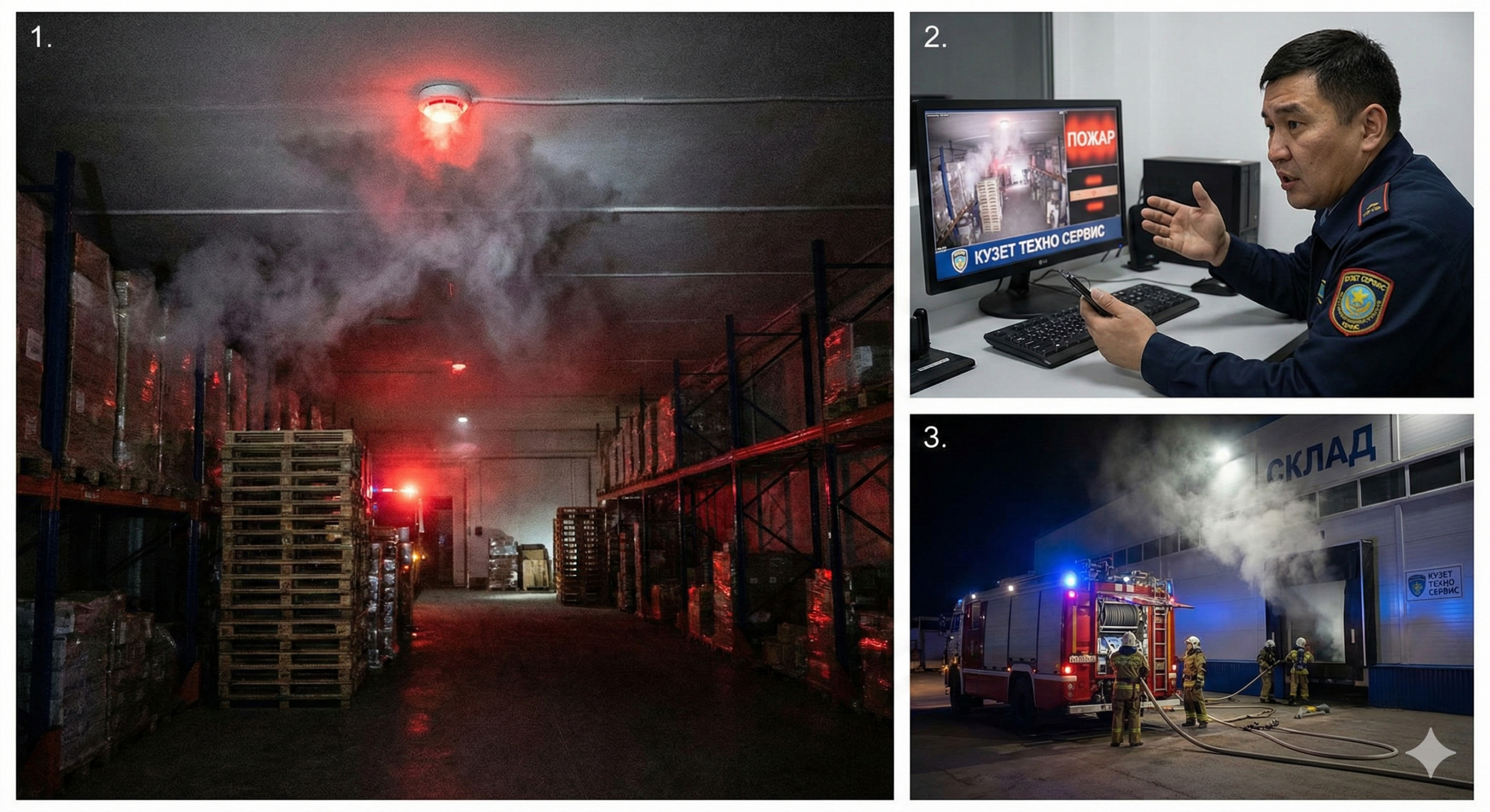 Сработка пожарного датчика на складе в Турксибском районе