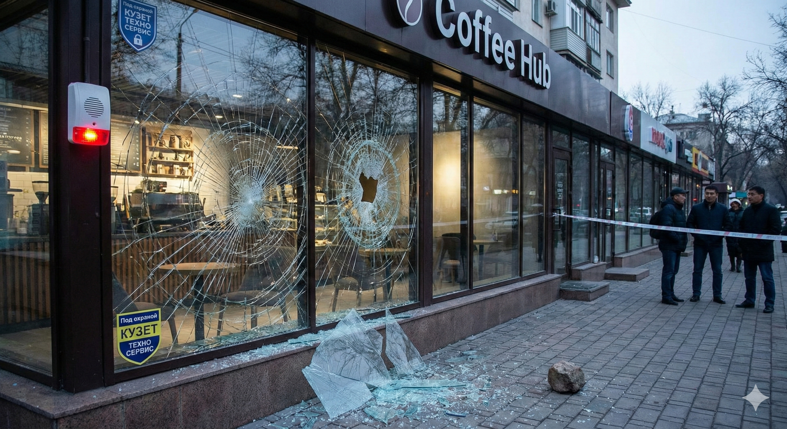 Разбитие витрины в кофейне в Жетысуском районе
