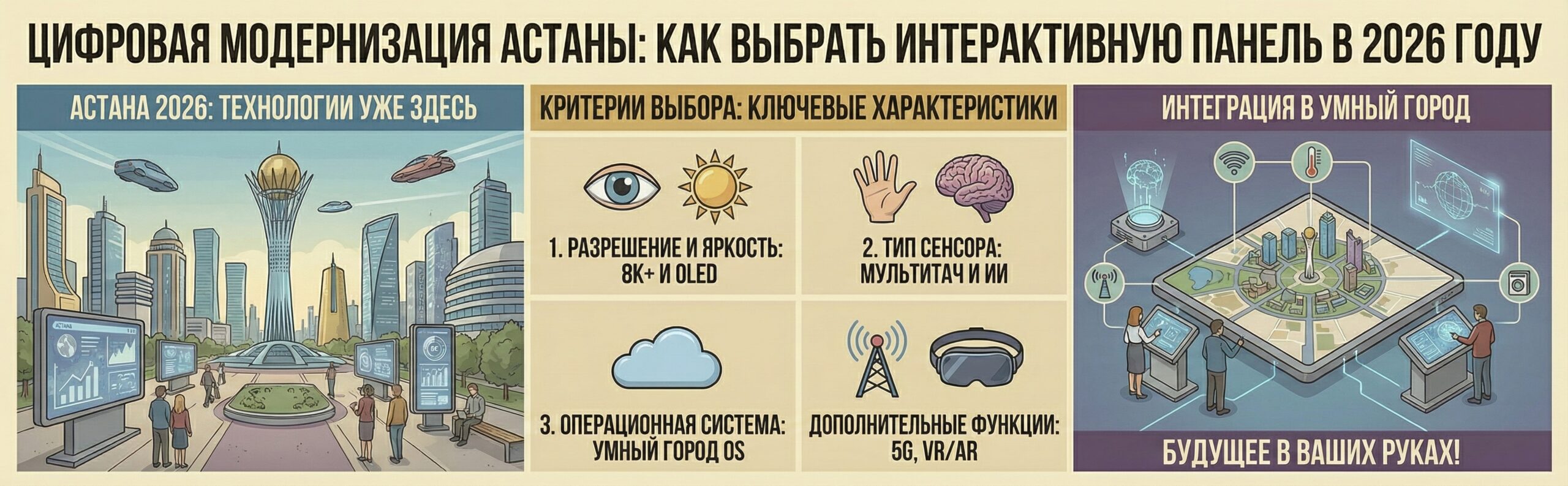 Презентация на интерактивной панели в современном офисе Астаны