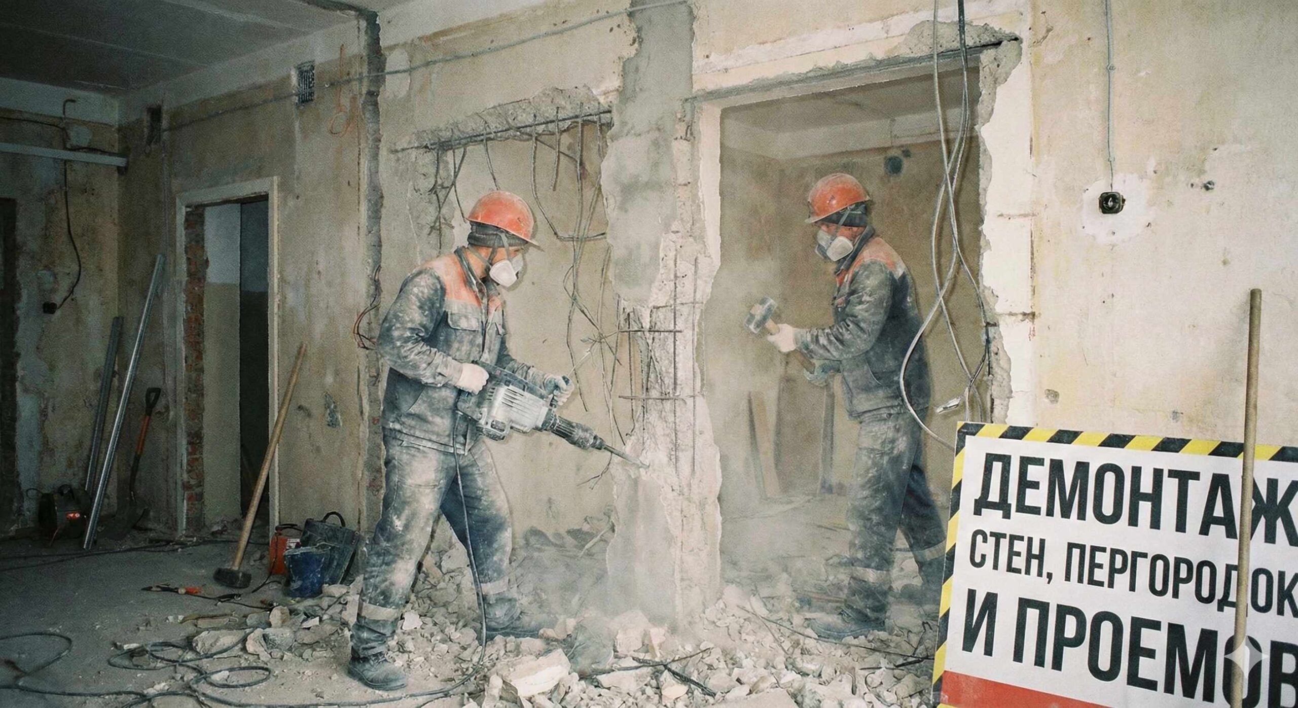 Демонтаж стен и перегородок в Алматы