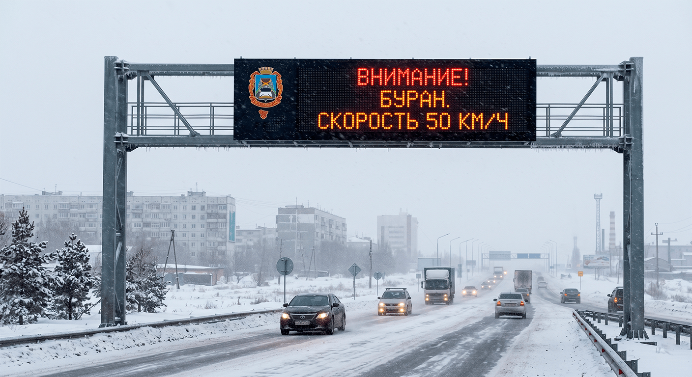 Умные дорожные табло Sansi VMS на трассах в Караганде