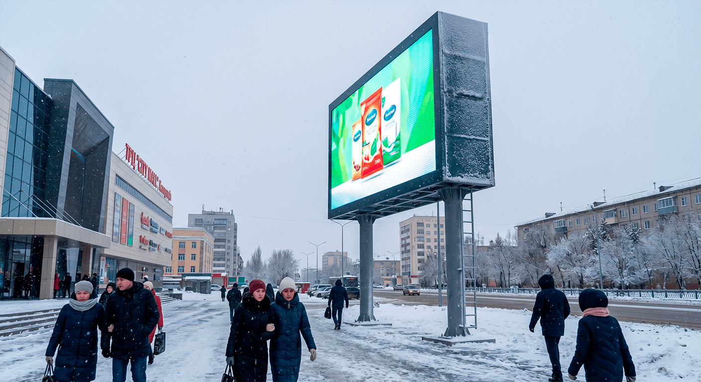 Уличный рекламный билборд INFiLED MV в Караганде