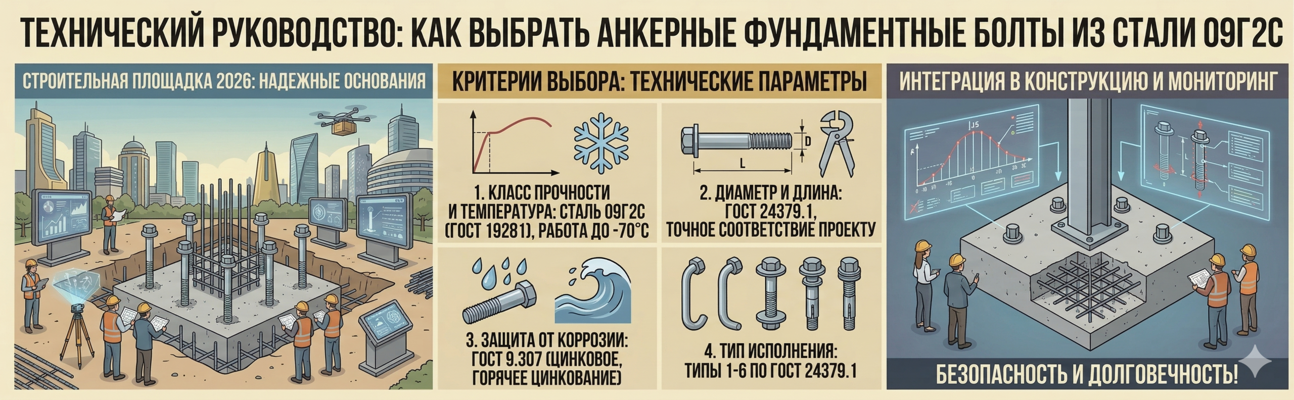 Анкерные фундаментные болты из стали 09Г2С