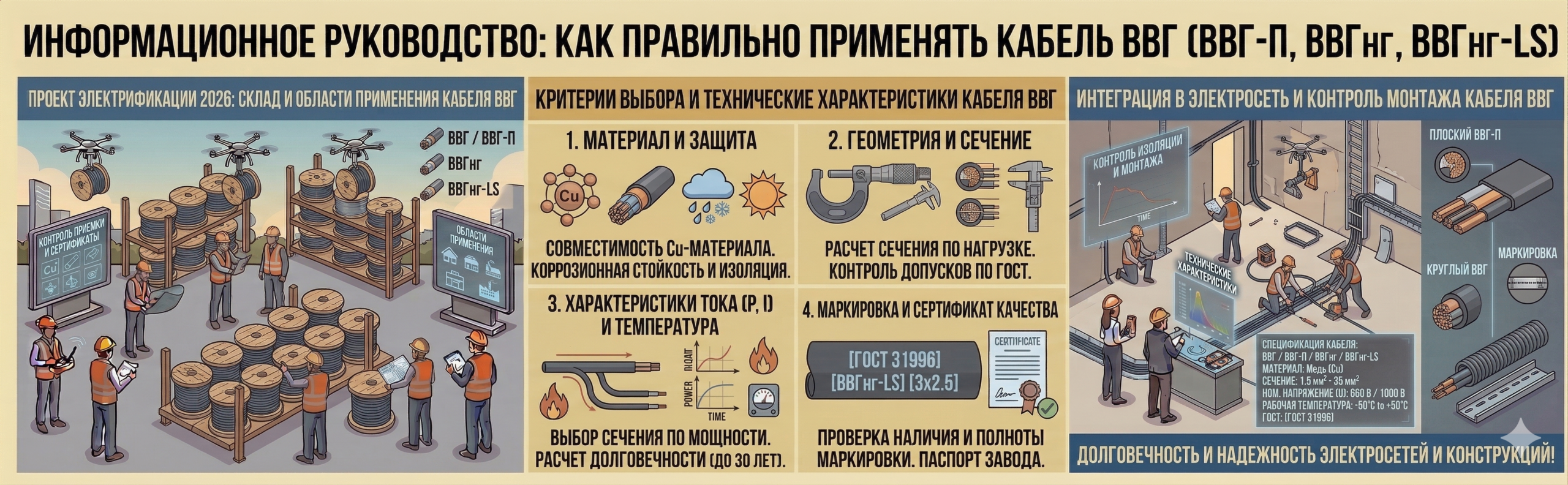 Силовой медный кабель ВВГ