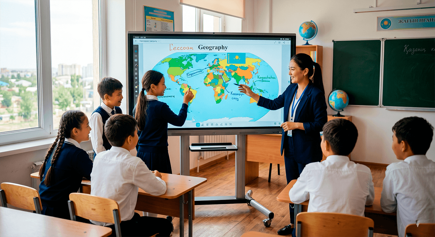 Оснащение школы панелями Samsung WAC в Шымкенте