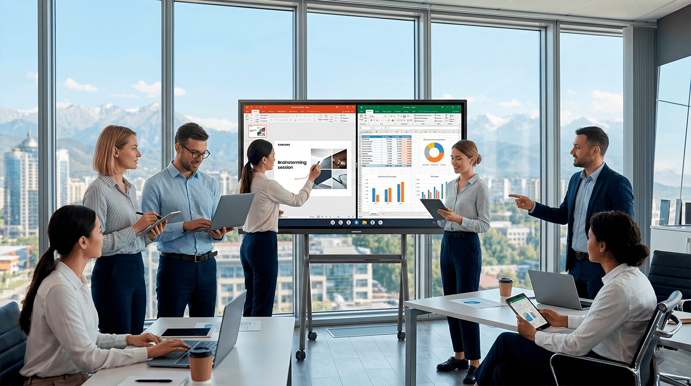 Установка Samsung Flip Pro в переговорной БЦ Нурлы Тау