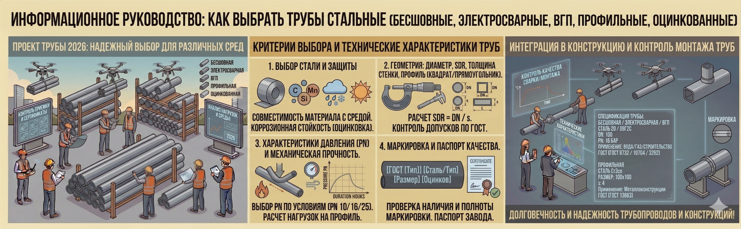 Профильные и квадратные стальные трубы на складе