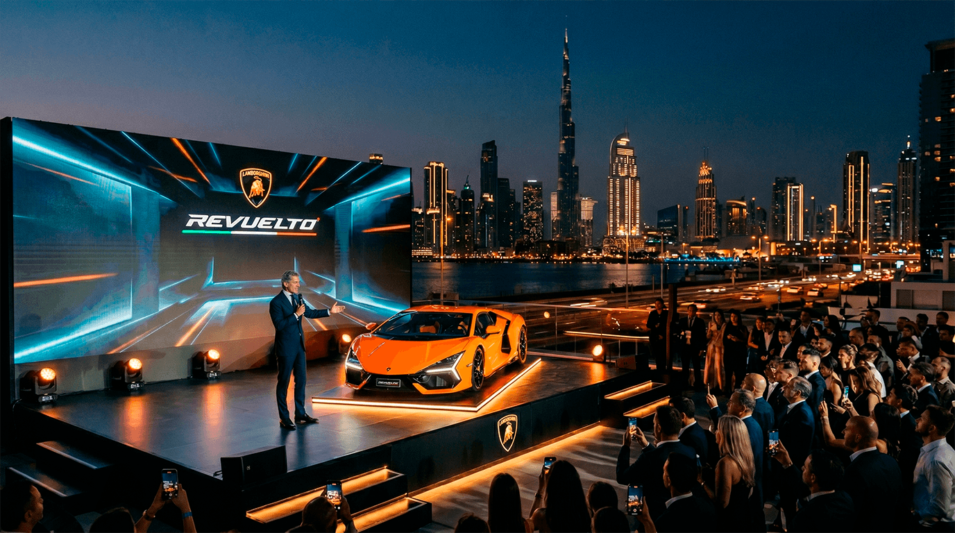 Презентация Lamborghini Revuelto в Дубае